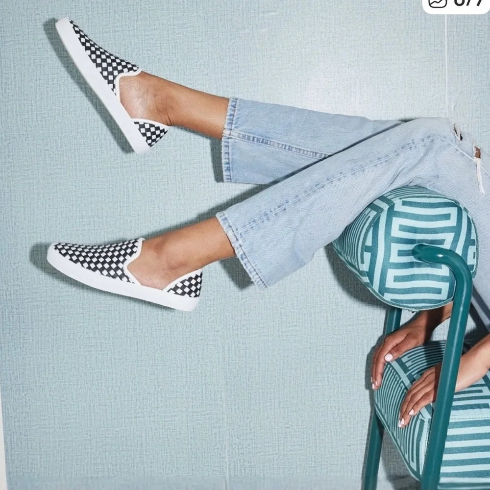 Freda Salvador Eddy D’Orsay Checkered Slip-Ons Sneaker Flats Size 6 - Picture 7 of 15